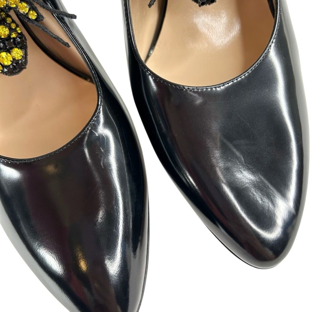 GUCCI Elaisa Polished Calfskin Crystal Bee Stiletto Pumps - Picture 15 of 15